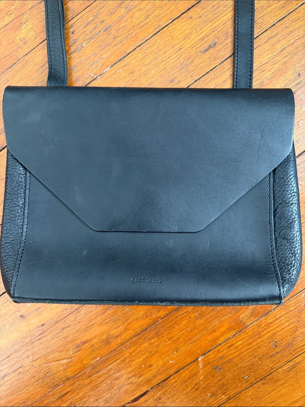 Graf lantz Black Leather Envelope Crossbody Bag
